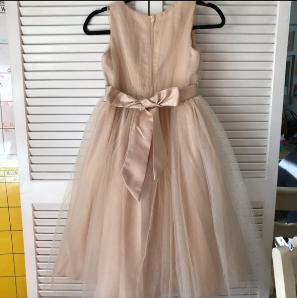 Formal girls dress, cream with gold sparkle - Picture 3 of 8